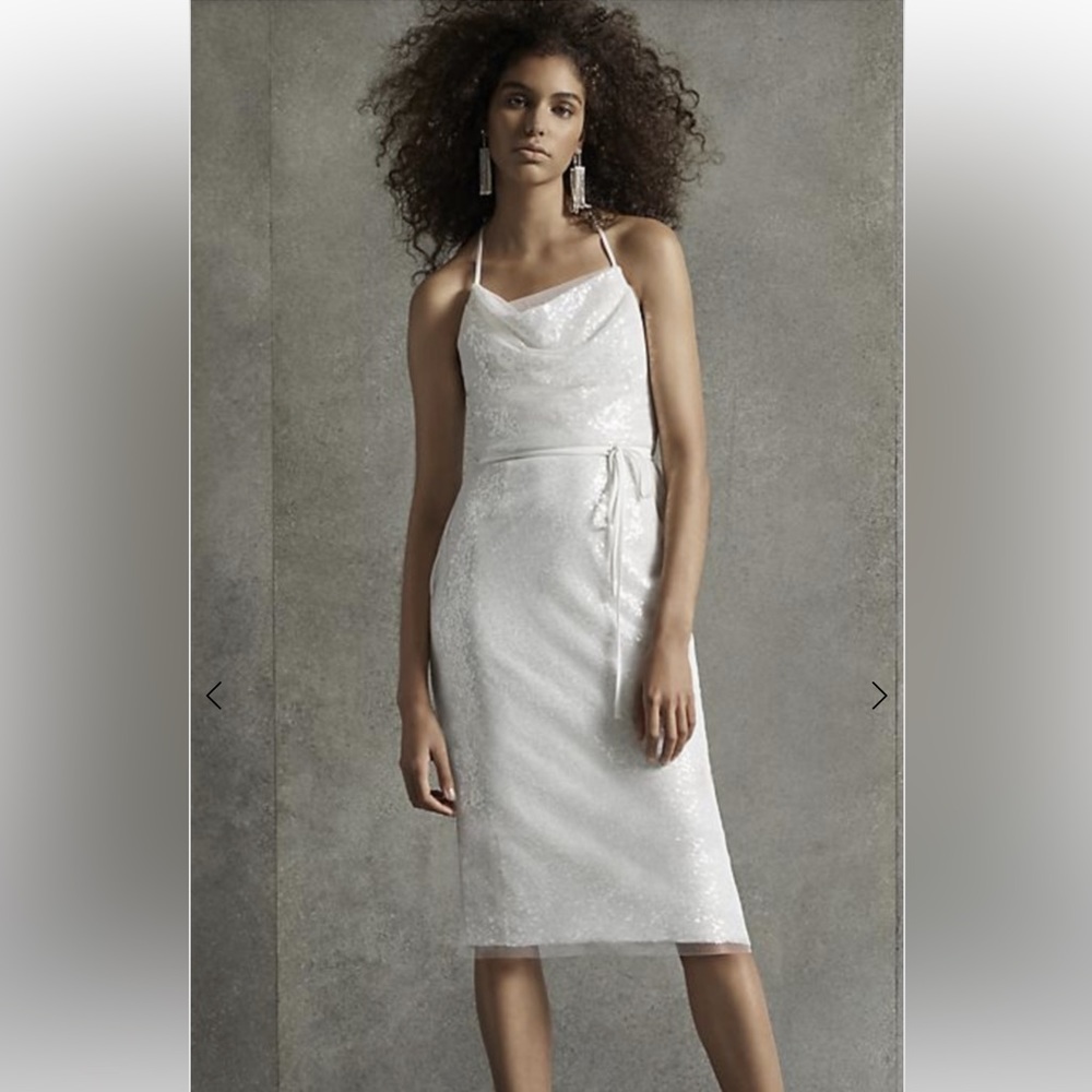 Vera Wang Sequin Cowl Neck MIDI